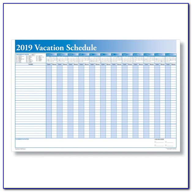 Employee Vacation Calendar Template 2018