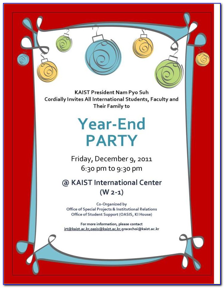End Of Year Party Invitation Template