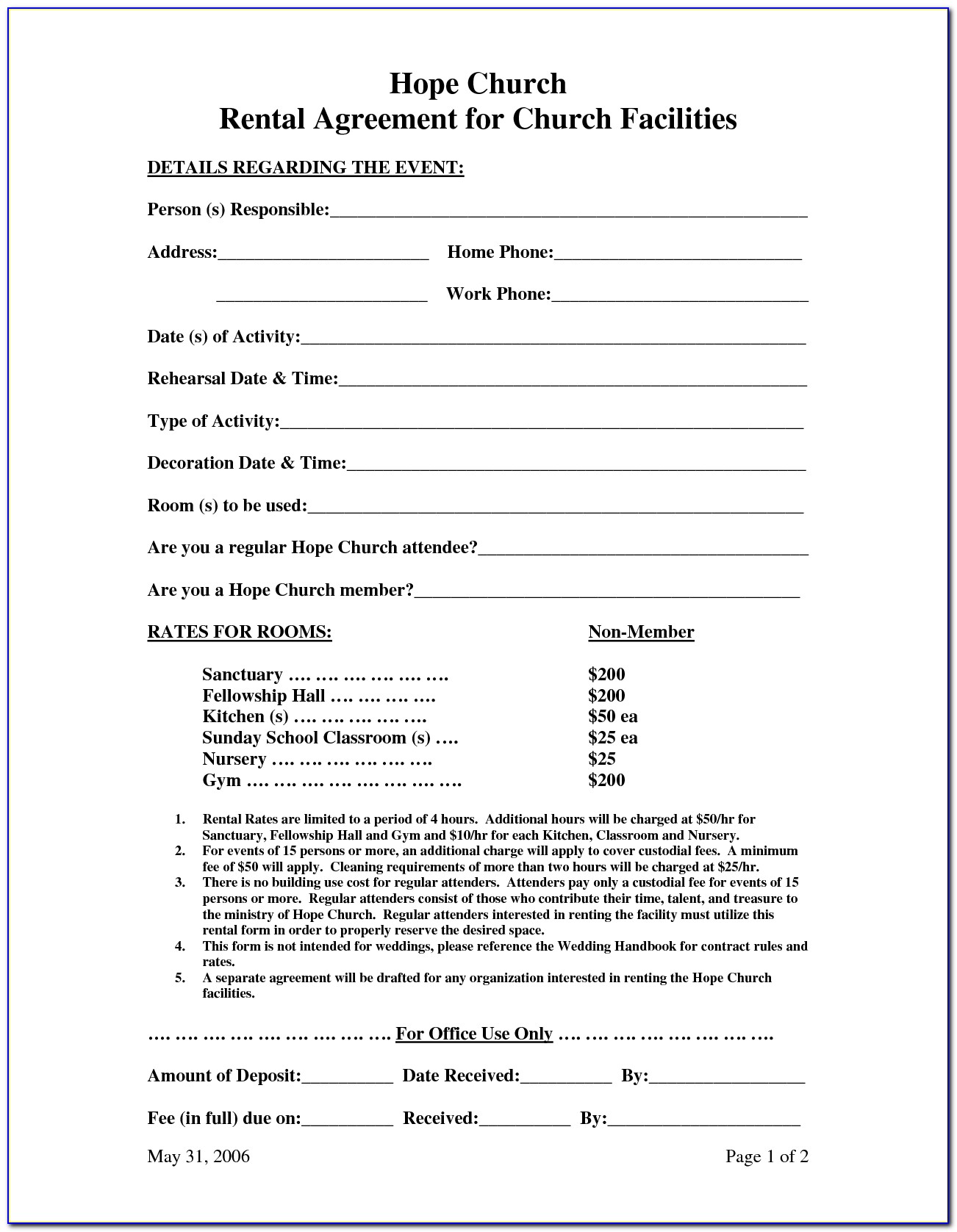 Event Facility Rental Contract Template