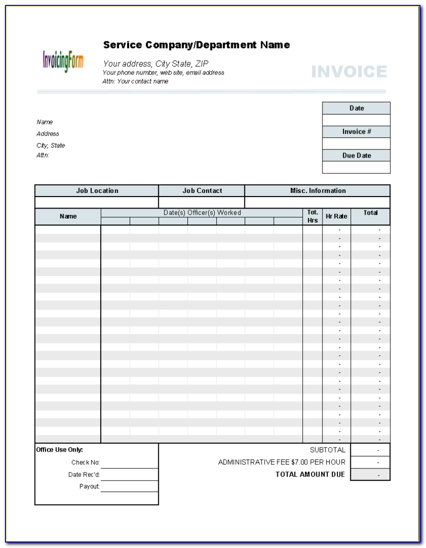 Excel Template For Invoicing