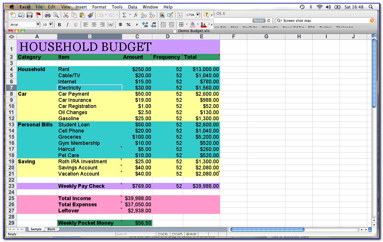 Excel Templates For Household Budget