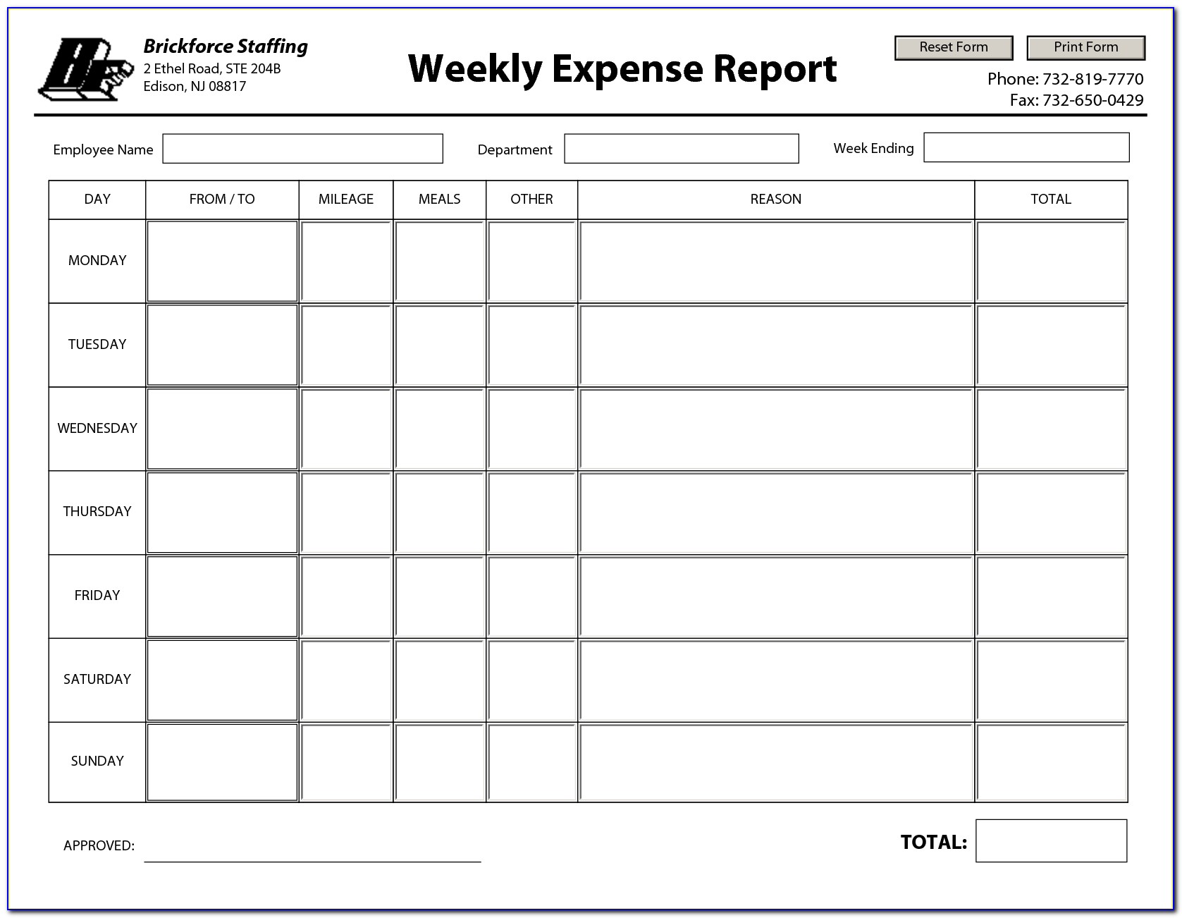 Expense Report Template Free Excel