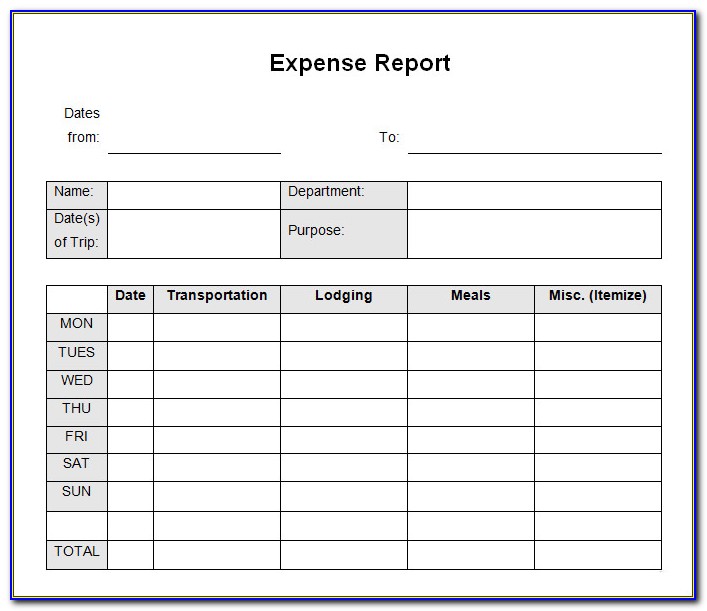 Expense Report Template Free Printable