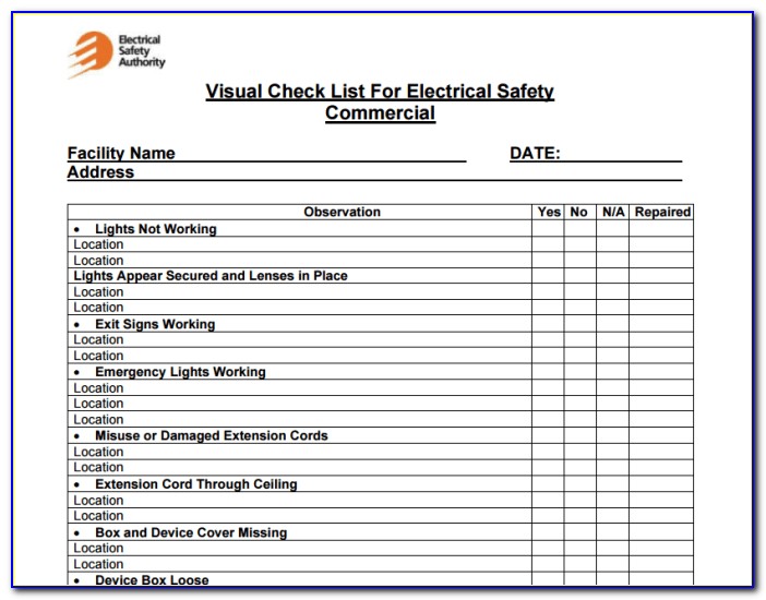 Facility Maintenance Checklist Form
