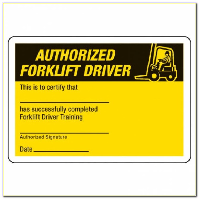 Forklift Safety Training Certificate Template