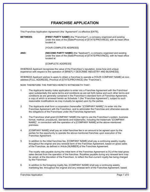 Franchise Application Template
