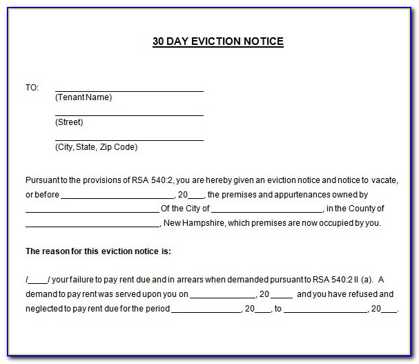 Free 30 Day Eviction Notice Template