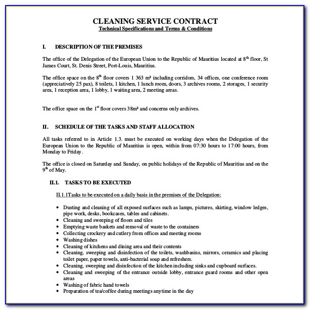 Free Cleaning Contract Template Download