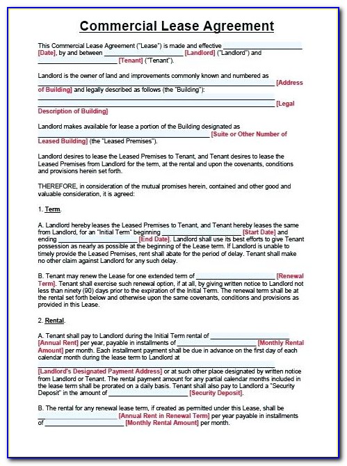 Free Commercial Lease Agreement Template Word Uk