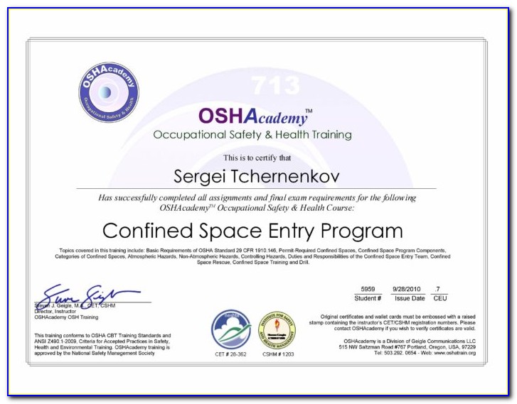 Free Confined Space Entry Permit Template