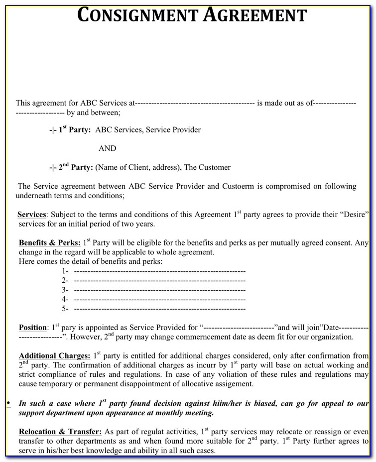 Free Consignment Agreement Template Australia