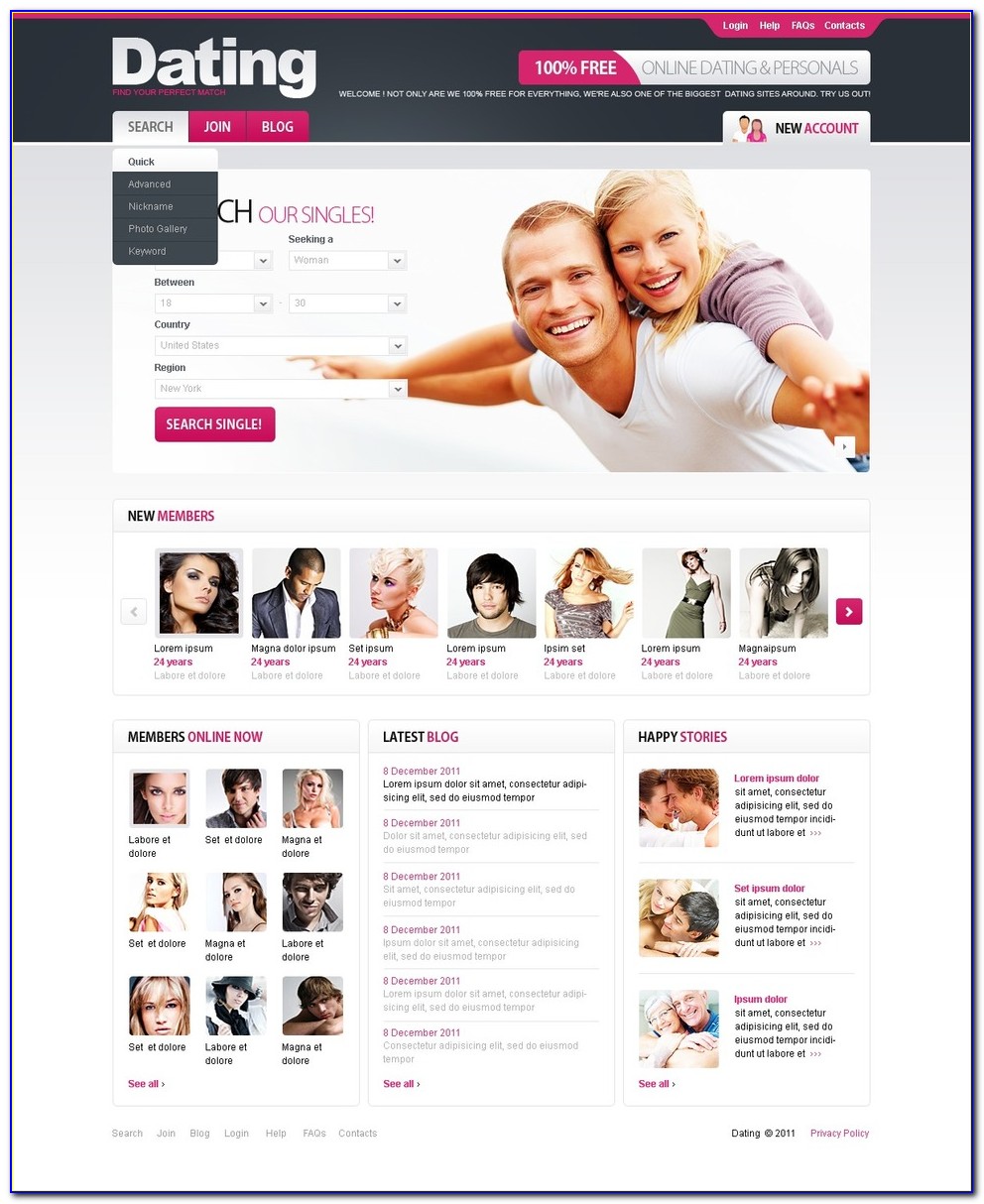 Free Dating Website Templates Download