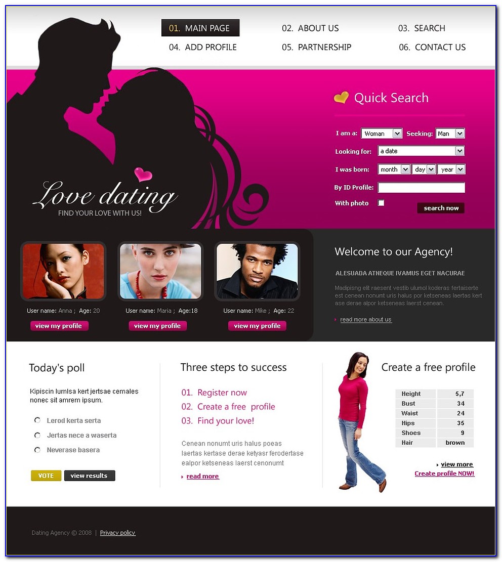 Free Dating Website Templates Wordpress