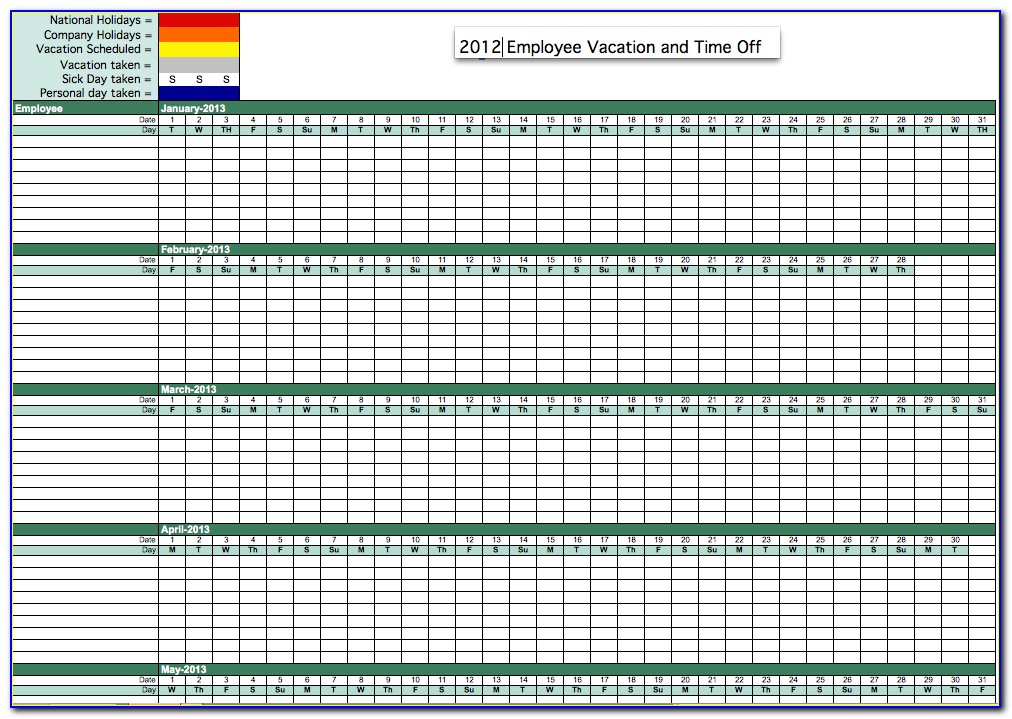 Free Download Employee Vacation Calendar Template