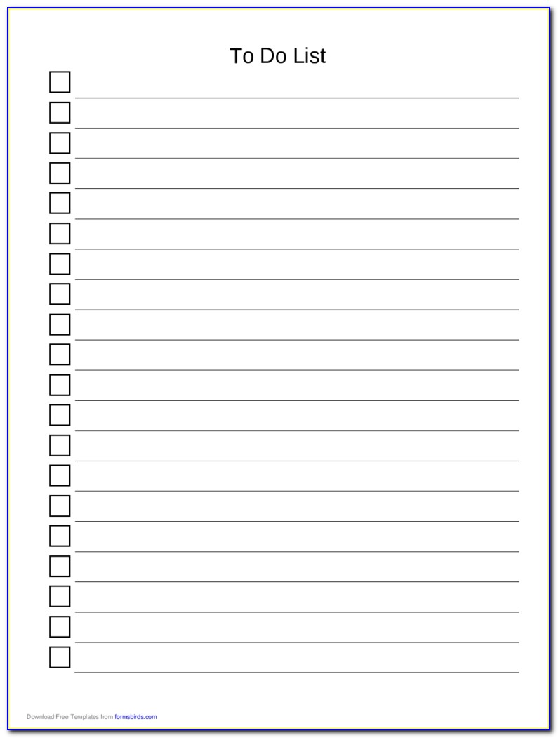 Free Download Things To Do List Template