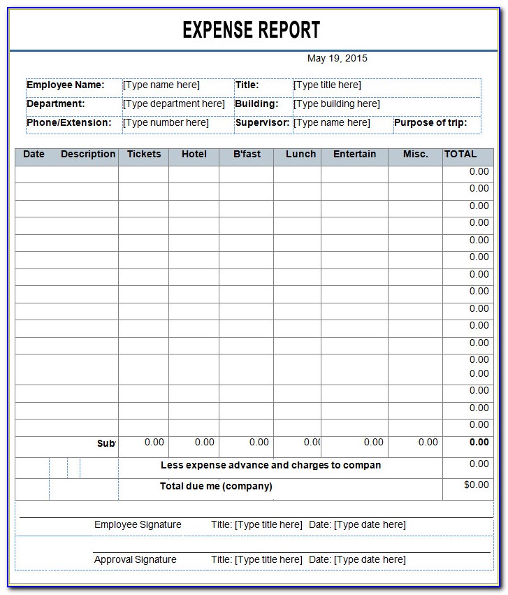 Free Excel Travel Expense Report Template