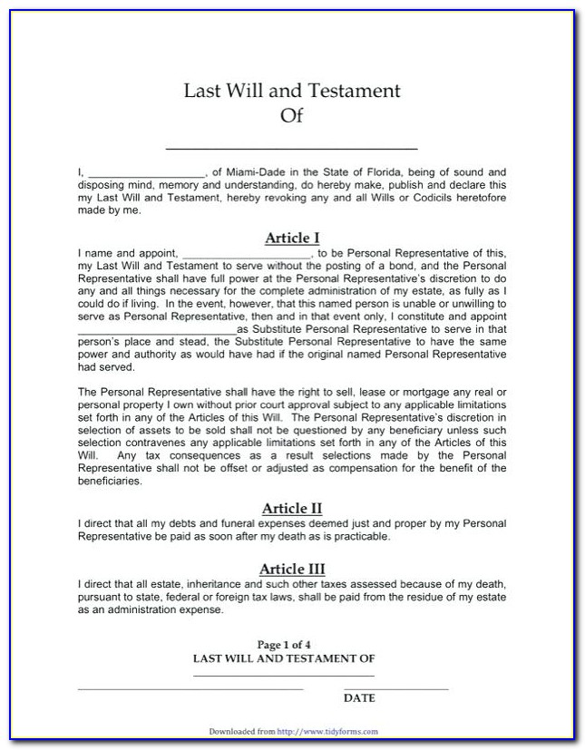 Free Joint Will And Testament Template