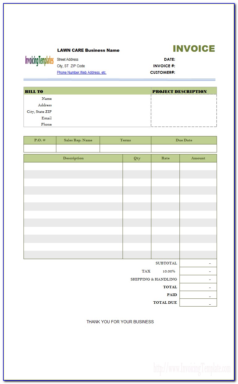 Free Lawn Care Receipt Template