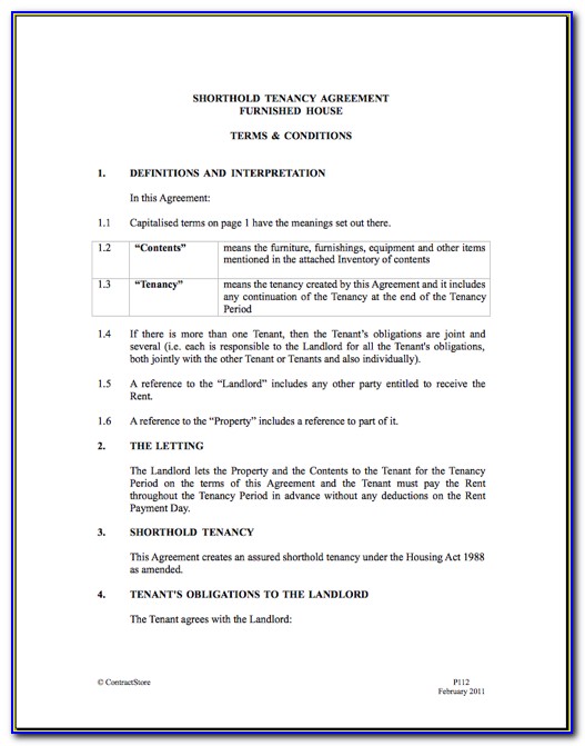 Free Lodger Agreement Template England