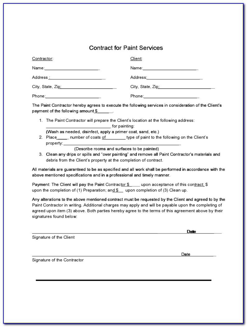 Free Painting Contract Forms