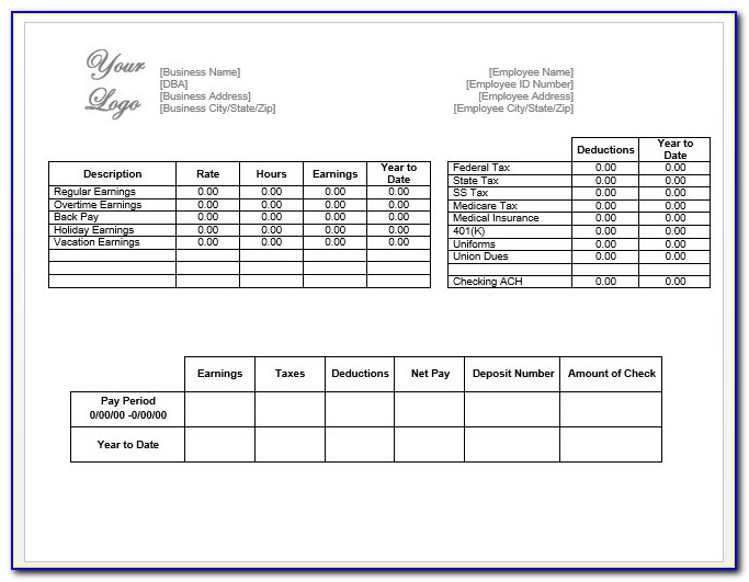 Free Paycheck Stub Template In Microsoft Word