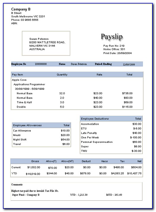Free Payslip Template Excel Download