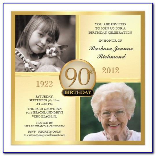 Free Printable 90th Birthday Invitation Templates