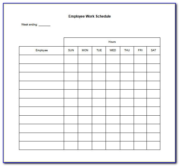 Blank Work Schedule Template 4 Free Word, Excel Documents With Employee Schedule Template