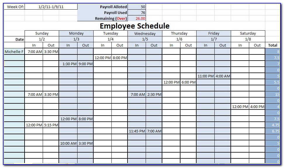 Free Printable Monthly Work Schedule Template