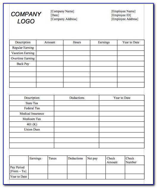 Free Printable Pay Stub Template With Calculator