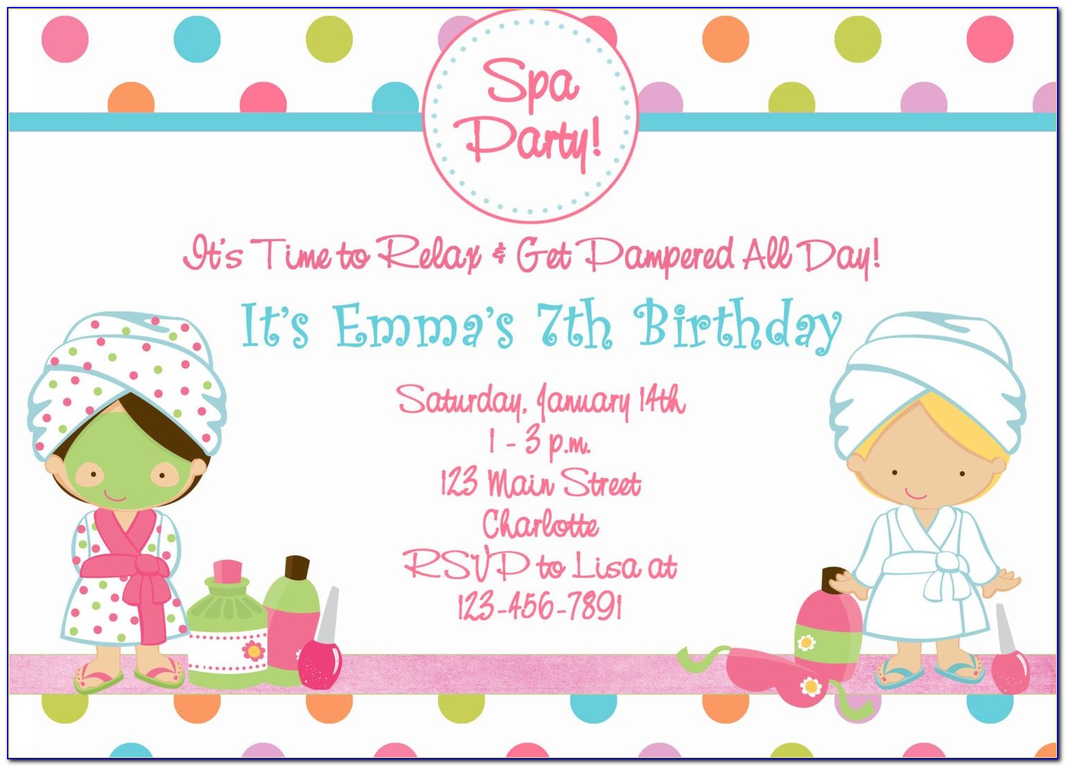 Free Printable Spa Party Invitations Templates