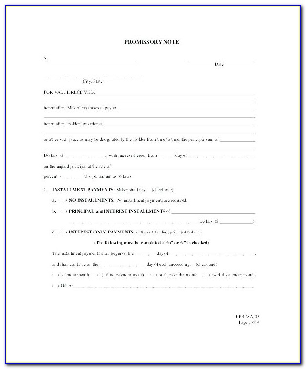 Free Promissory Note Template For A Vehicle
