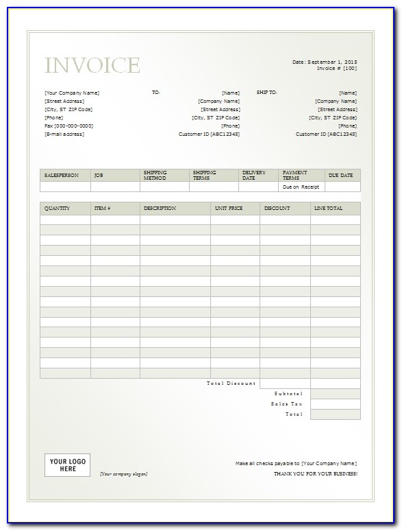 Free Rental Invoice Template Excel