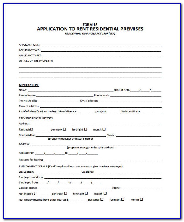 Free Residential Rental Application Forms