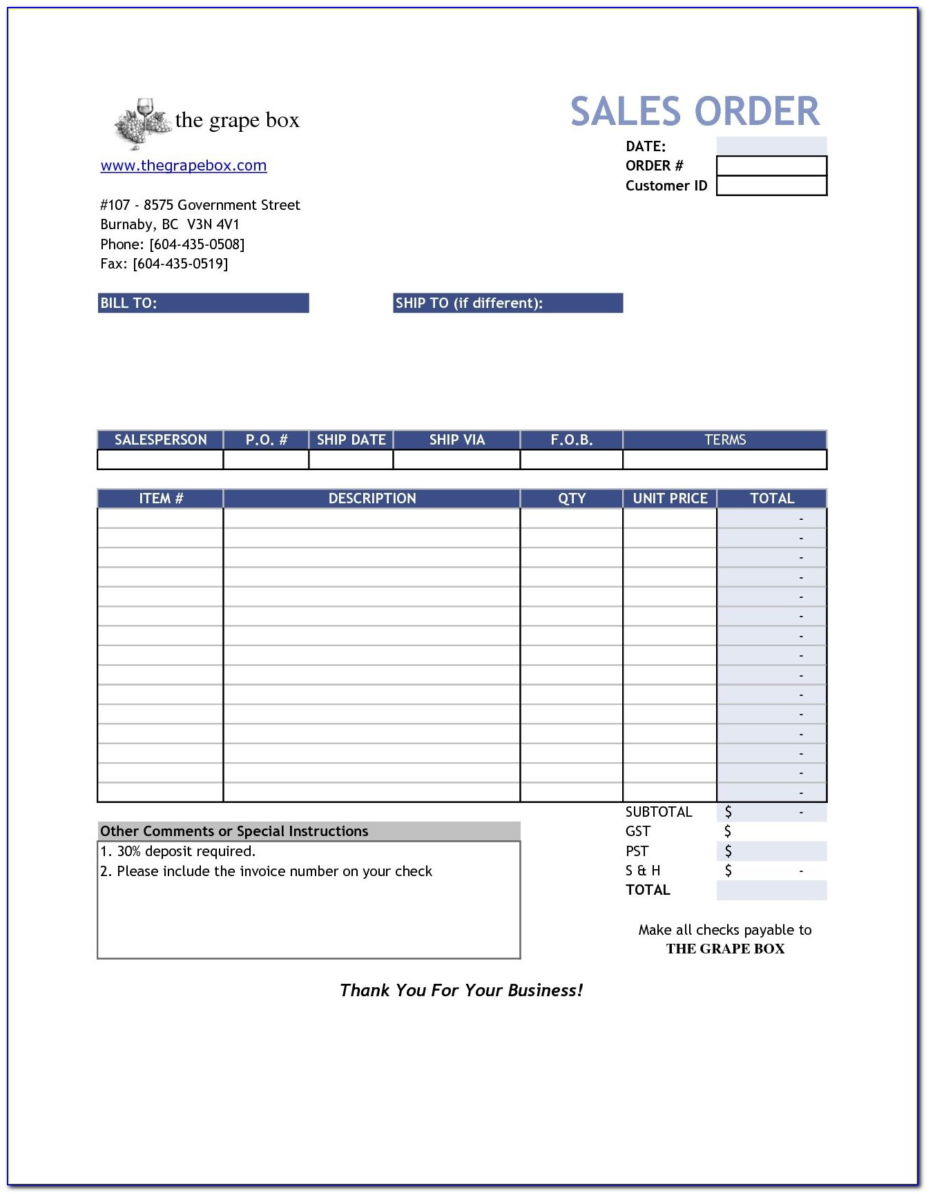 Free Sales Invoice Template Download
