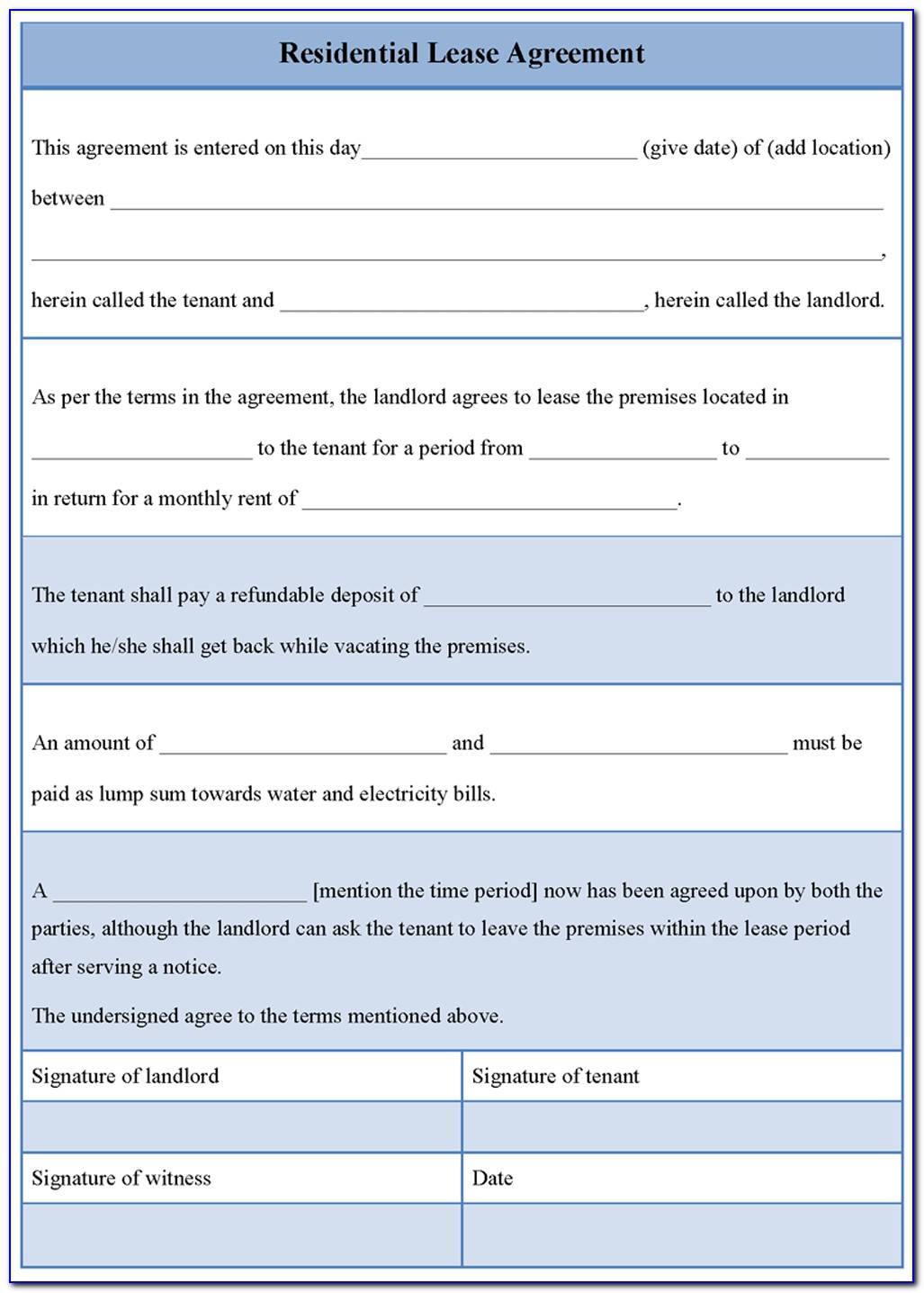 Free Tenant Lease Template