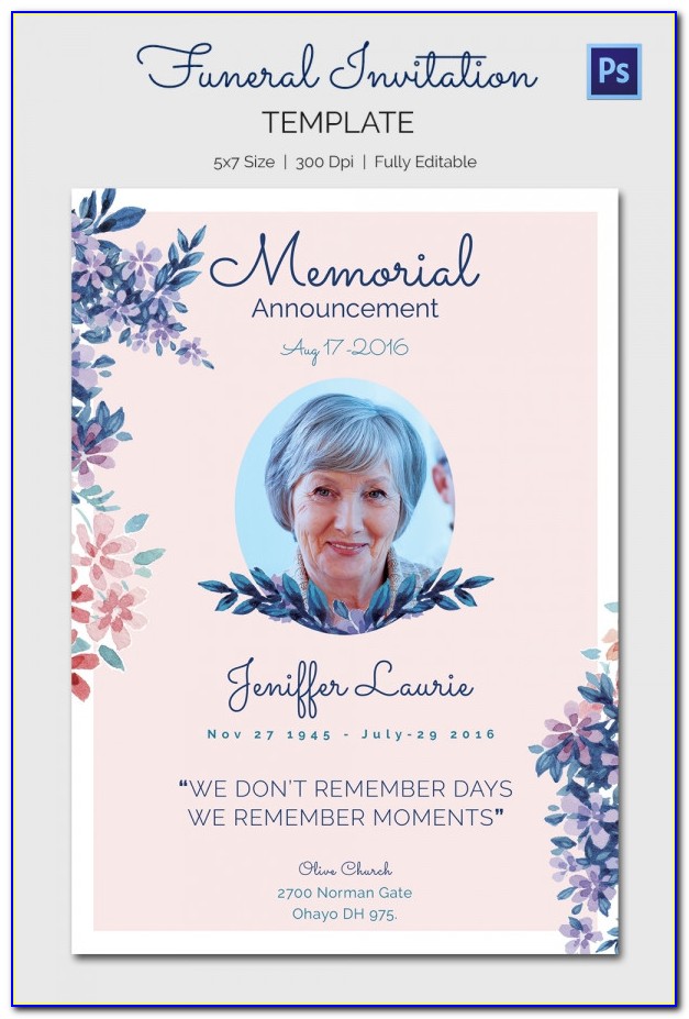 Funeral Invitation Card Template