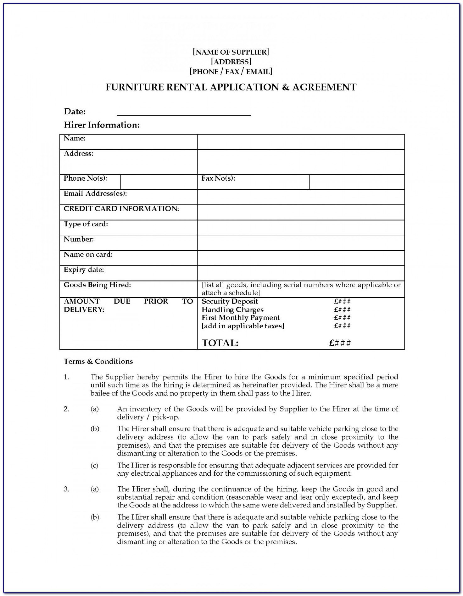 Furniture Lease Agreement Template Pic 49 Good Furniture Rental Agreement Template Word Pe D67958