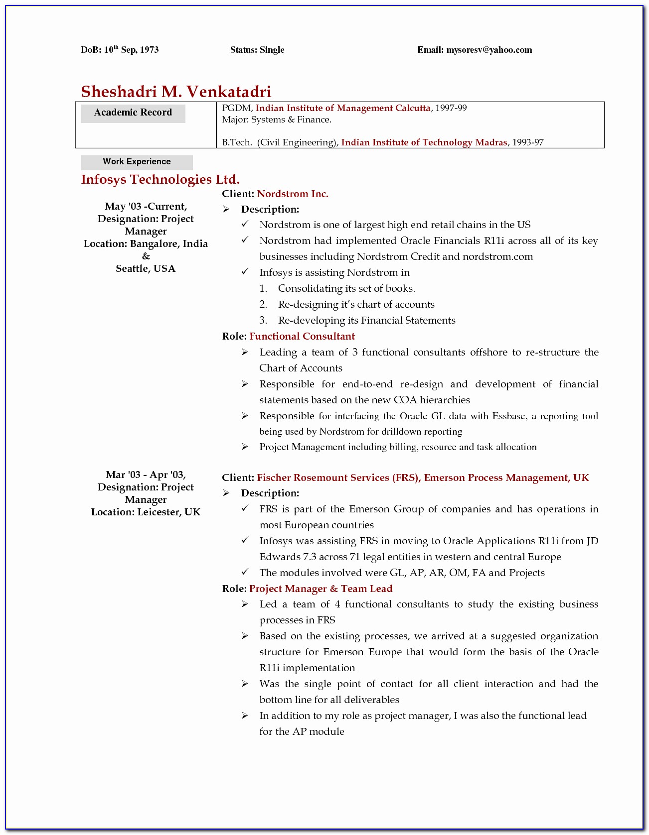 Examples A Cover Letter For A Resume Best Od Consultant Cover