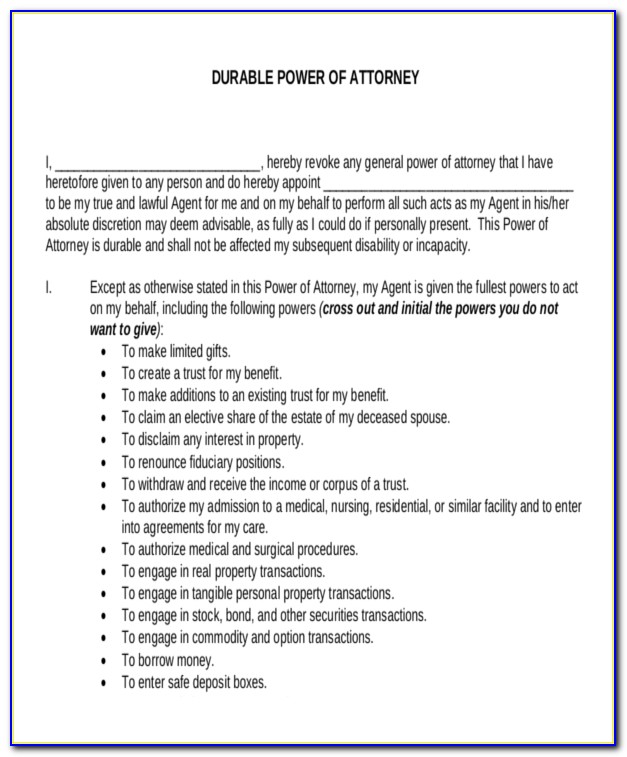 General Durable Power Of Attorney Forms For Virginia