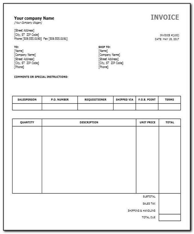 Generic Invoice Form Pdf