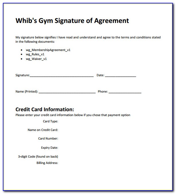 Gym Membership Contract Template Free