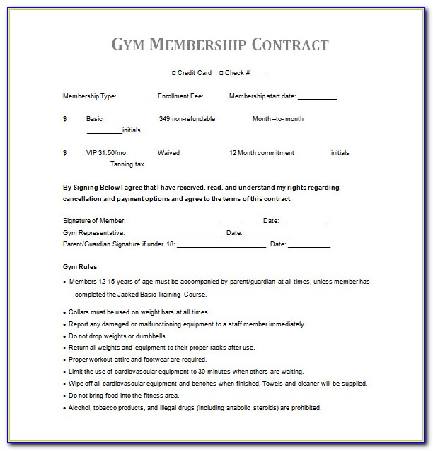 Gym Membership Contract Template