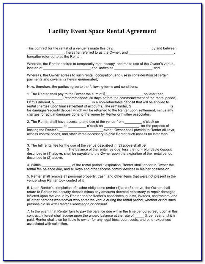 Hall Rental Agreement Contract