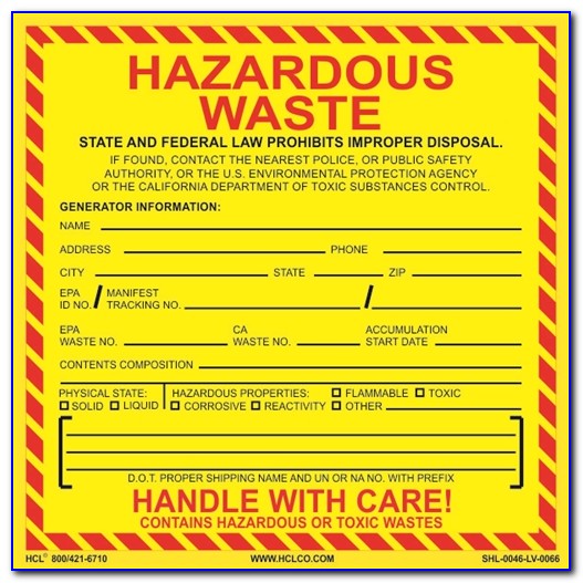 Hazardous Waste Label Template Uk