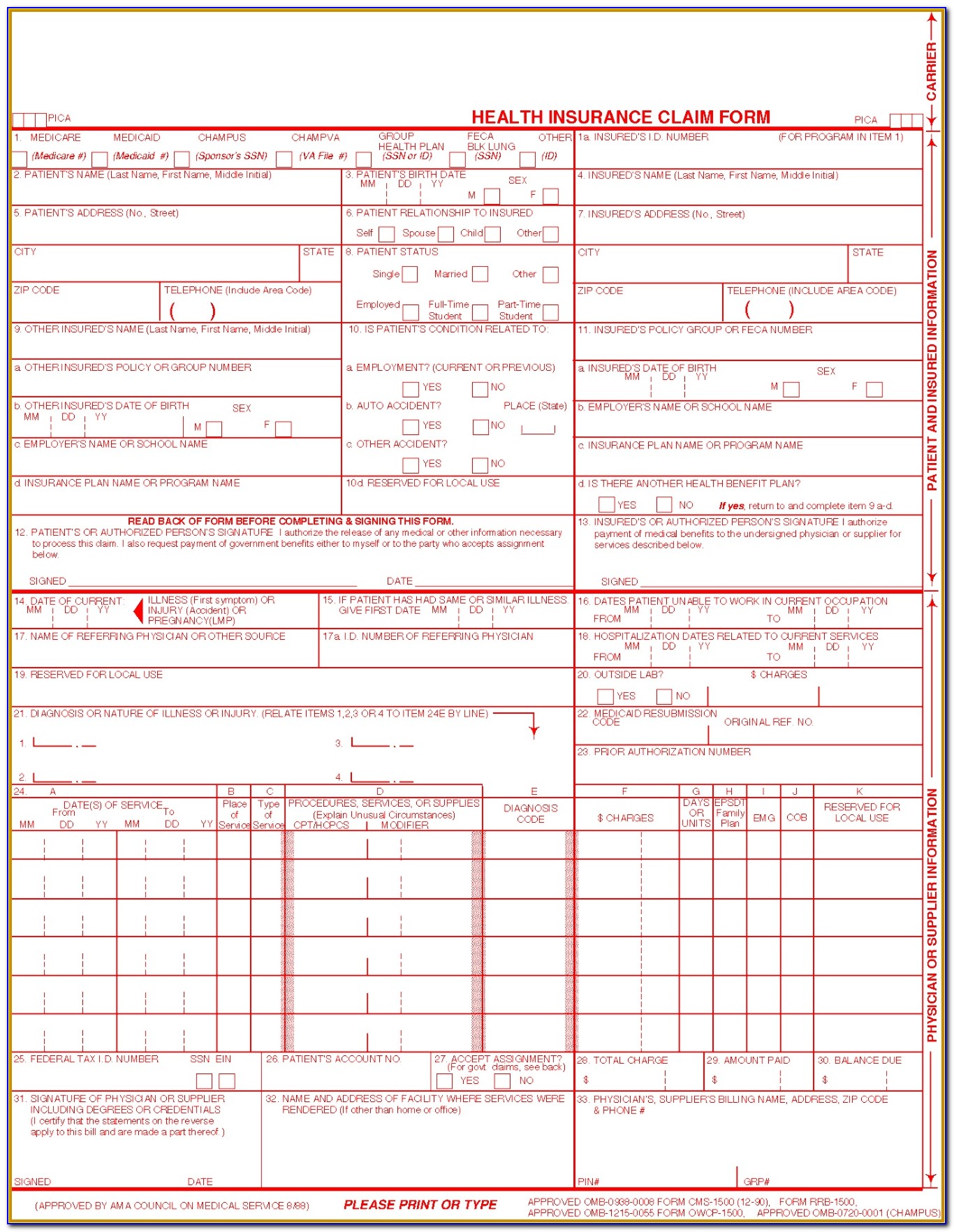 Universal Claim Form Template 91817 Hcfa 1500 ? Medical Billing Wiki ? Claims Med