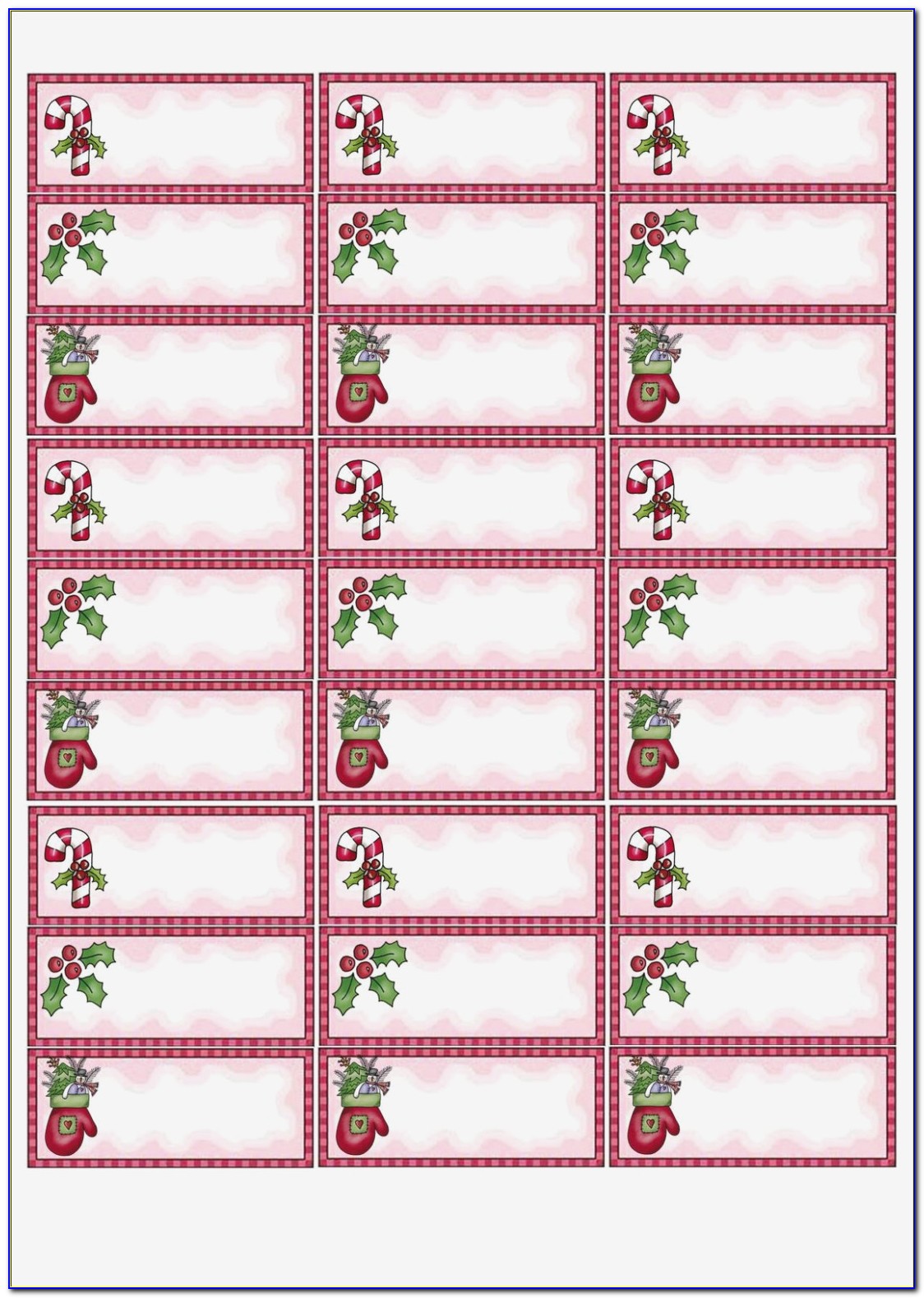 Holiday Return Address Labels Template