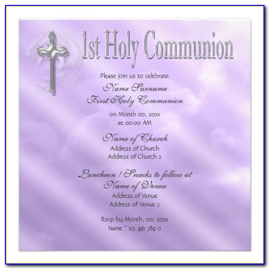 Holy Communion Invitation Card Template Free