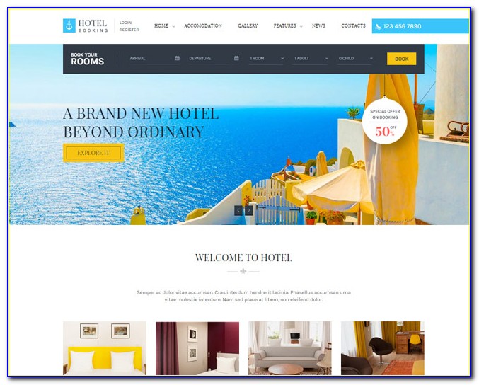 Hotel Reservation Website Template Free Download