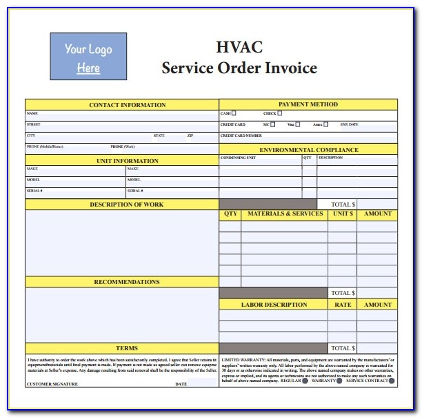 Hvac Work Order Template Free